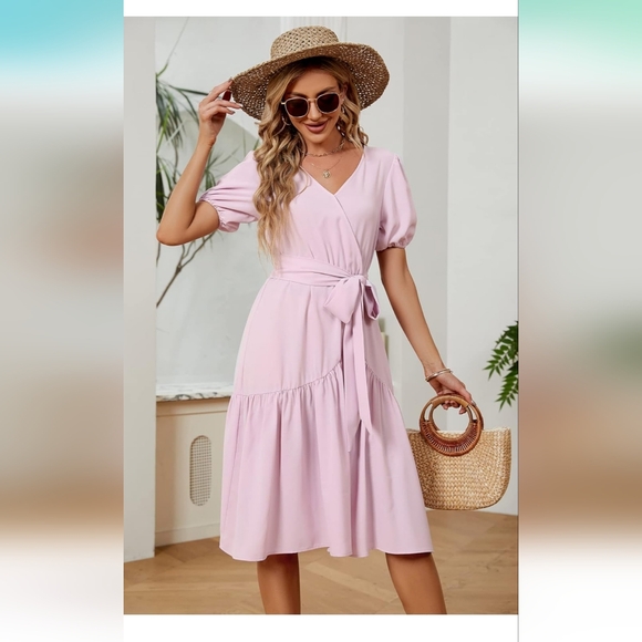 Puff Sleeve Midi Dress - Picture 5 of 17